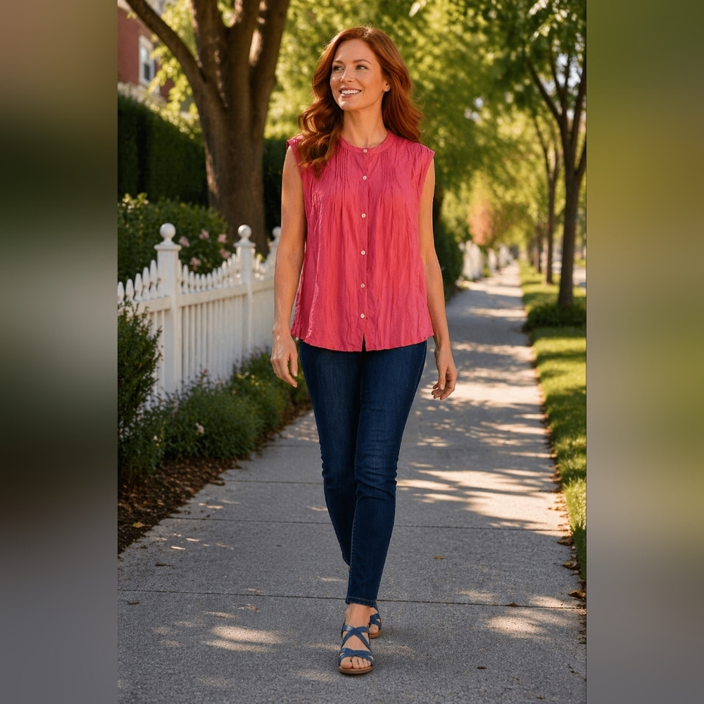 Old Navy Cotton Blend Sleevless Button Down Top